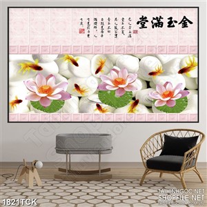 Tranh in canvas những bông sen hồng trên mặt hồ