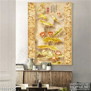 Tranh psd những bông sen vàng trong đầm giả ngọc