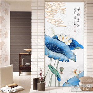 Tranh sơn dầu hoa sen trắng nở rộ trong đầm in treo tường