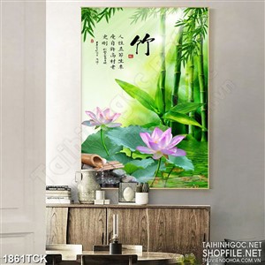 Tranh in uv những bông sen trong hồ nước xanh biếc