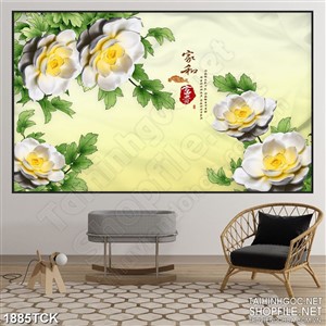 Tranh những bông hoa trắng trên mặt hồ giả ngọc in uv