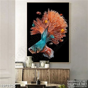 Tranh chiếc đuôi độc lạ của chú cá sim betta sơn dầu