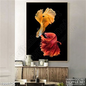Tranh in canvas những chiếc đuôi xinh đẹp của cá sim betta