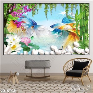 Tranh sơn dầu cá sim betta với chiếc đuôi xinh đẹp in 3d