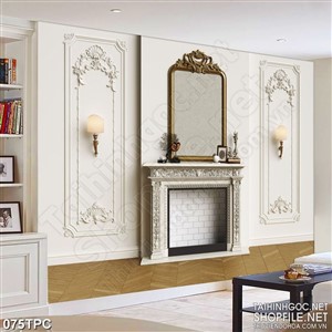 Tranh rèm màn decor trang trí chiếc gương nhỏ bên bóng đèn