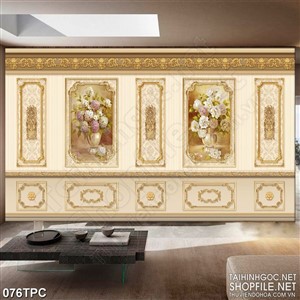 Tranh phào chỉ psd nghệ thuật hai bình hoa tú cầu khoe sắc