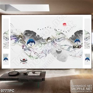 Tranh phào chỉ rèm màn psd người lái đò trên sông dài