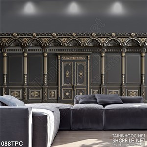 PSD tranh phào chỉ nghệ thuật bức tường màu đen cổ điển