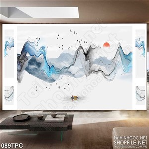 Tranh phào chỉ 5d người lái đò trên sông dưới chân núi