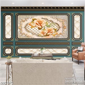 PSD tranh phào chỉ nghệ thuật bông hoa hồng màu nude nở rộ