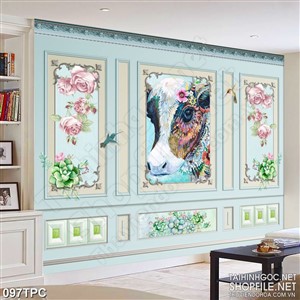 Tranh phào chỉ rèm màn psd ánh mắt long lanh của chú hươu