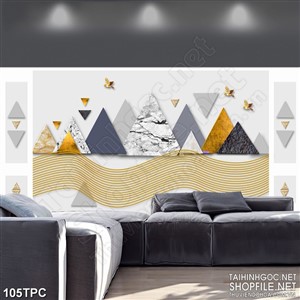 Tranh rèm màn decor trang trí chim bay trên ngọn núi dáp vàng