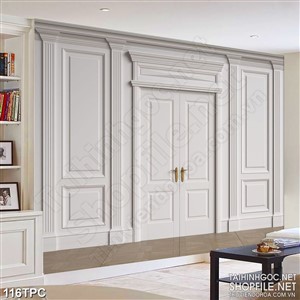 Tranh phào chỉ psd nghệ thuật ngôi nhà với bức tường trắng