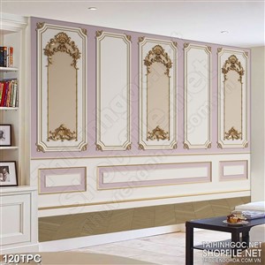 Tranh rèm màn decor trang trí họa tiết dáp vàng trên tường