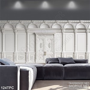 Tranh phào chỉ 5d tòa nhà màu trắng đồ sộ luôn đóng cửa