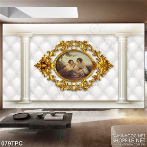 Tranh phào chỉ 5d đôi thiếu nữ phương tây in treo tường