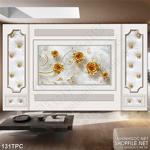 Tranh phào chỉ psd nghệ thuật những bông hoa hồng dáp vàng