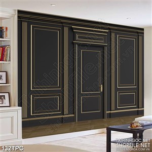 Tranh phào chỉ rèm màn psd ngôi nhà màu đen luôn đóng cửa