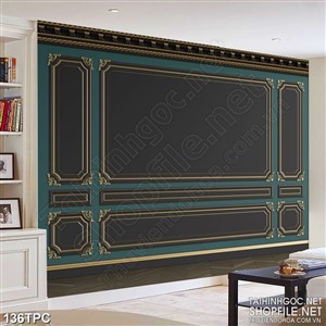 Tranh phào chỉ psd nghệ thuật những ô đen trên tường màu xanh