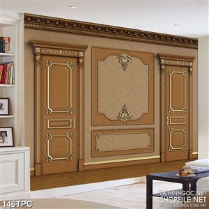 Tranh phào chỉ psd nghệ thuật bức tường màu nâu tây cổ điển