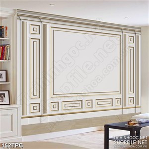 Tranh phào chỉ rèm màn psd bức tường màu trắng đơn điệu