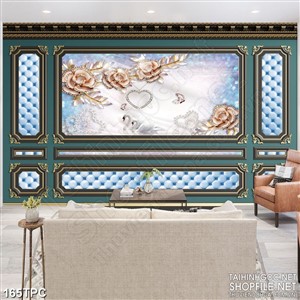 Tranh rèm màn decor trang trí đôi thiên nga bên cành hoa vàng