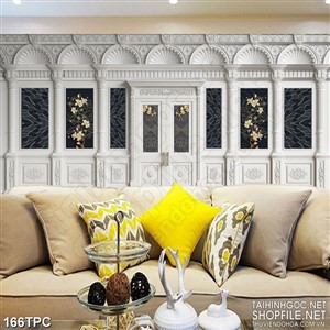 Tranh phào chỉ psd nghệ thuật cành hoa ly trong màn đêm