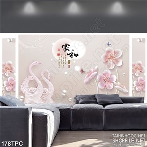 PSD tranh phào chỉ nghệ thuật đôi thiên nga và viên ngọc trai