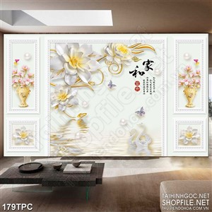 Tranh phào chỉ 5d những bông hoa trắng trên mặt hồ thiên nga