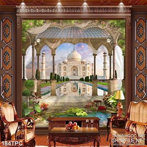 Tranh phào chỉ 5d hồ nước lớn trong vườn hoa của cung điện