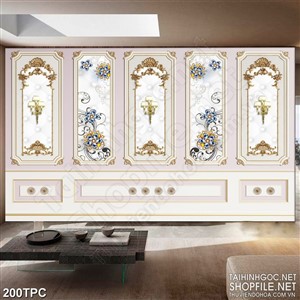 Tranh rèm màn decor trang trí những bông hoa màu xanh dương