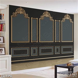 Tranh phào chỉ psd nghệ thuật những ô màu xám trên tường đen