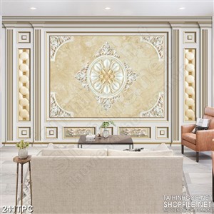 Tranh phào chỉ psd nghệ thuật bức tường với hoa văn sang trọng