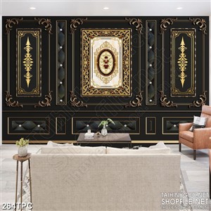 Tranh phào chỉ 5d bức tường đen hoa văn cổ điển sang trọng
