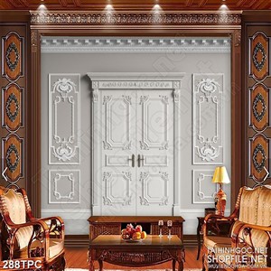 PSD tranh phào chỉ nghệ thuật cánh cửa khép kín trên tường xám