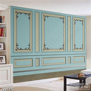 Tranh rèm màn decor trang trí ngôi nhà có bức tường xanh ngọc