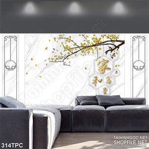 Tranh phào chỉ 5d những cánh mai vàng bay trong gió xuân