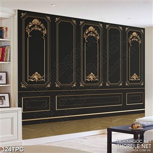 Tranh phào chỉ 5d bức tường màu đen thiết kế sang trọng