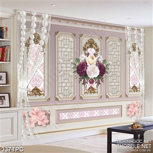 Tranh phào chỉ psd nghệ thuật những bông hoa mẫu đơn nở rộ