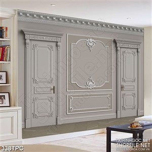 Tranh phào chỉ rèm màn psd những cánh cửa trên bức tường xám