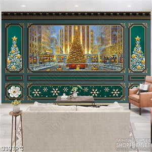 PSD tranh phào chỉ nghệ thuật thành phố sáng ánh đèn đêm noen