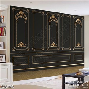 PSD tranh phào chỉ nghệ thuật bức tường đen mun sang trọng