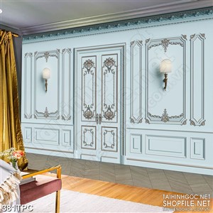 Tranh phào chỉ psd nghệ thuật những chiếc đèn treo tường xanh