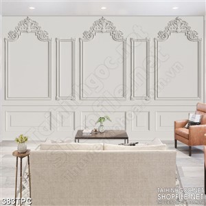 PSD tranh phào chỉ nghệ thuật bức tường màu trắng sang trọng