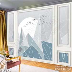 PSD tranh phào chỉ nghệ thuật đàn chim hạc bên vằng trăng tròn