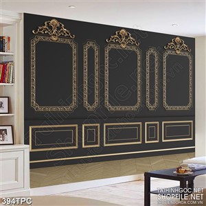 Tranh phào chỉ 5d những khung hình dáp vàng trên bức tường