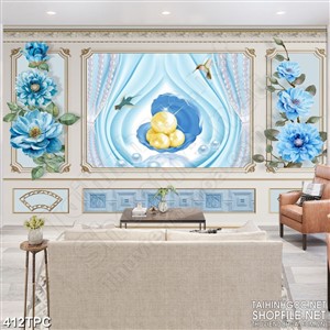 Tranh phào chỉ rèm màn psd những quả trứng vàng bên chim non