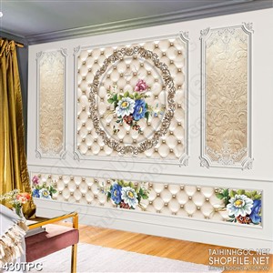 Tranh rèm màn decor trang trí bông hoa khoe sắc trên bức tường