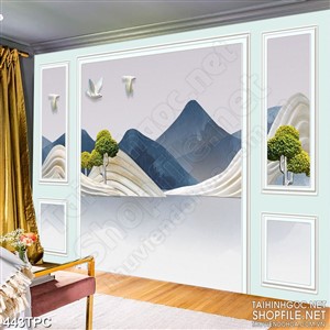 PSD tranh phào chỉ nghệ thuật đàn hải âu trắng bay trên mặt hồ