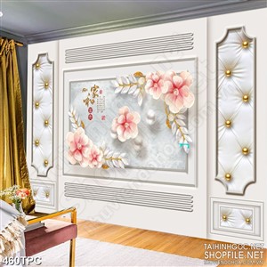 Tranh rèm màn decor trang trí những bông hoa giả ngọc nở rộ